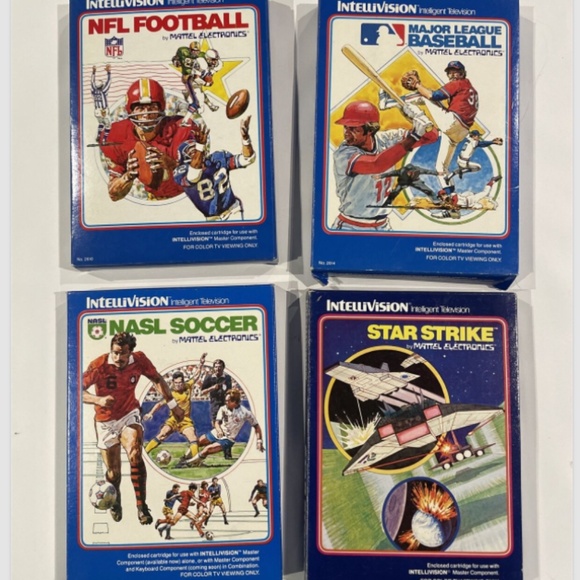 LOT 4 - Football Baseball Soccer Star strike Intellivision Games Complete box